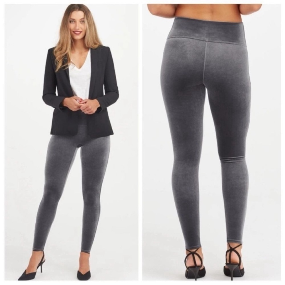 Spanx Gray Velvet Leggings Size Medium